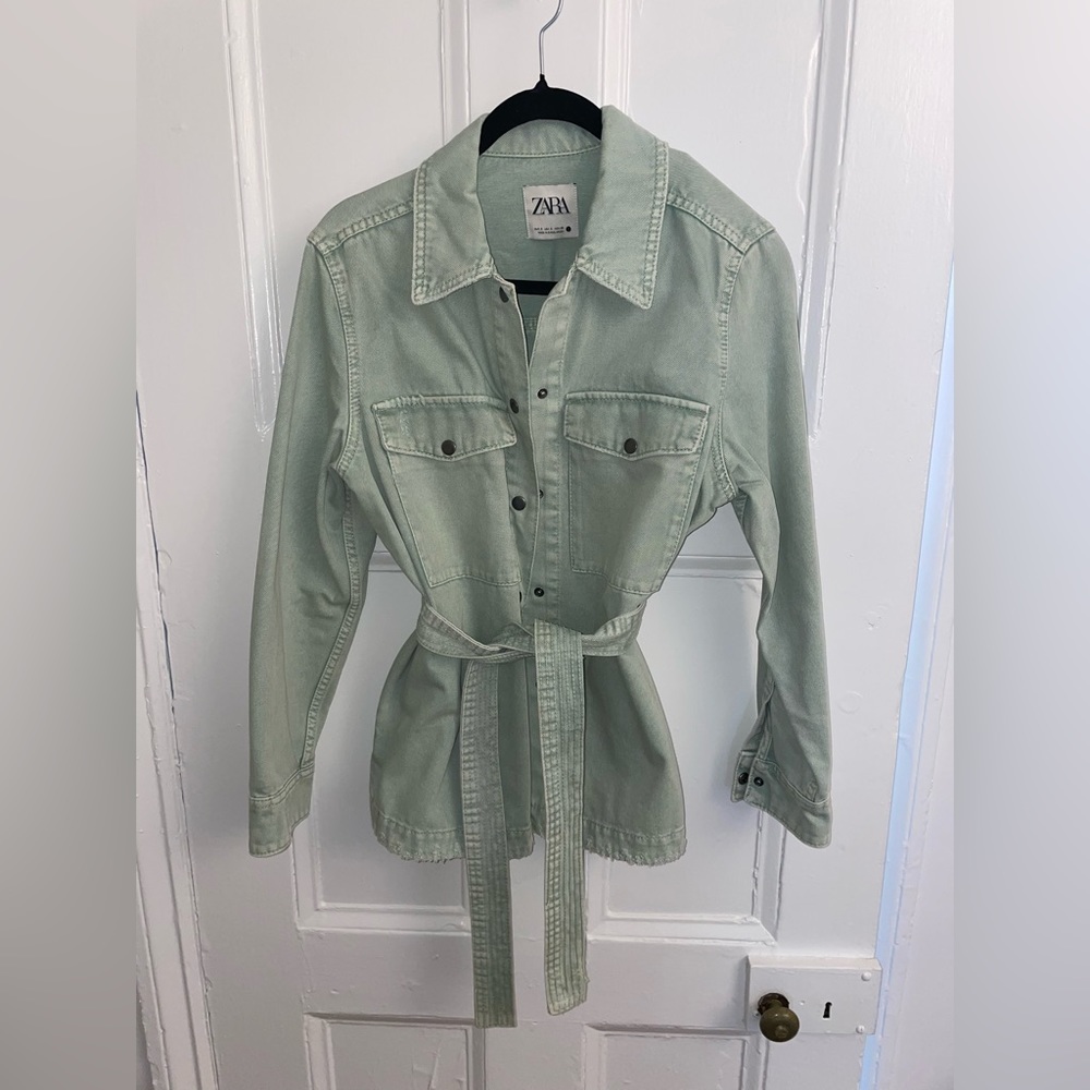 Zara mint green shacket, size small